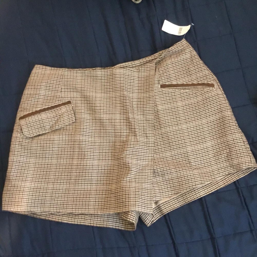 NWT Anthropology Maeve Brown Plaid Skort